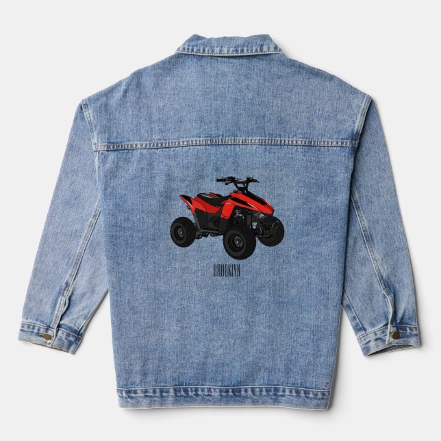 Quad atv Cartoon Illustration Jeansjacke (Rückseite)
