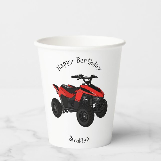 Quad atv Cartoon Illustration Pappbecher (Vorderseite)