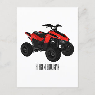 Quad atv Cartoon Illustration Postkarte