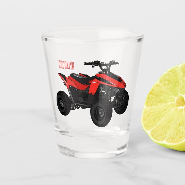 Quad atv Cartoon Illustration Schnapsglas (Vorderseite)