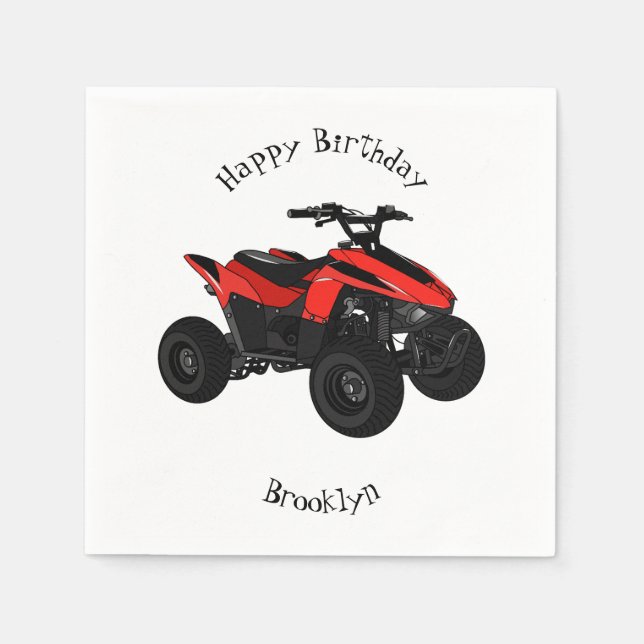 Quad atv Cartoon Illustration Serviette (Vorderseite)