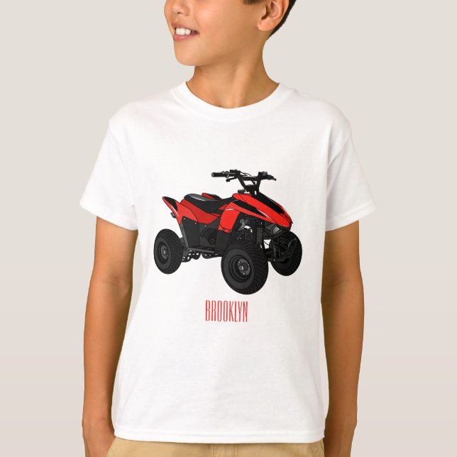 Quad atv Cartoon Illustration T-Shirt (Vorderseite)