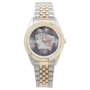 Quad Kings Poker Cards in einem Muster, Armbanduhr