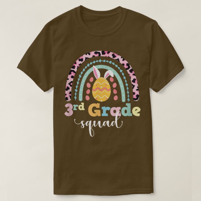 Quad Leopard Rainbow Oaster Bunny Teach T-Shirt (Design vorne)