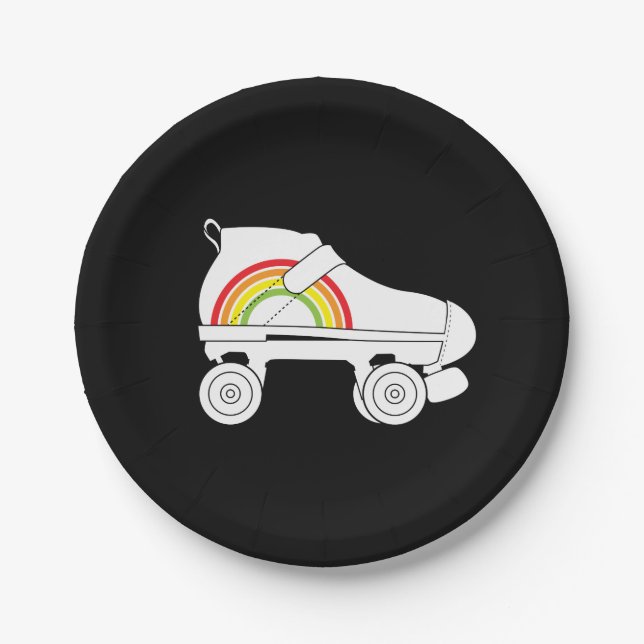 Quad Skate Regenbogen Pappteller (Vorderseite)