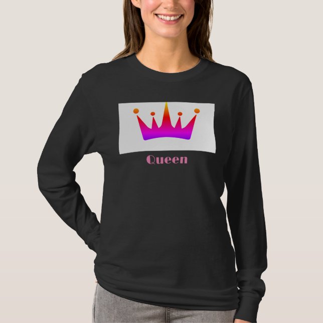 Quadeen Custom Text Crown Image Long Sleeve T-Shirt (Vorderseite)