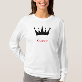 Quadeen Custom Text Crown Image White Long Sleeve T-Shirt