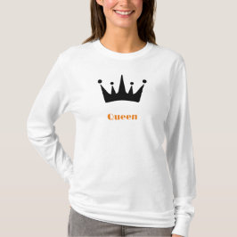 Quadeen Custom Text Crown Image White Long Sleeve T-Shirt
