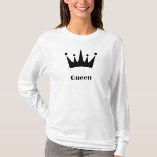 Quadeen Custom Text Crown Image White Long Sleeve T-Shirt