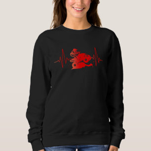 Quadfahrer Heartbeat Motif Ecg Line Quad Passion Sweatshirt