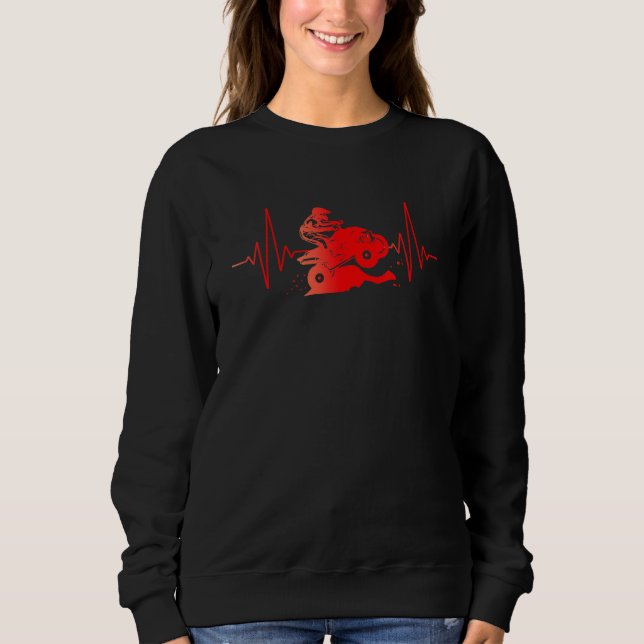 Quadfahrer Heartbeat Motif Ecg Line Quad Passion Sweatshirt (Vorderseite)