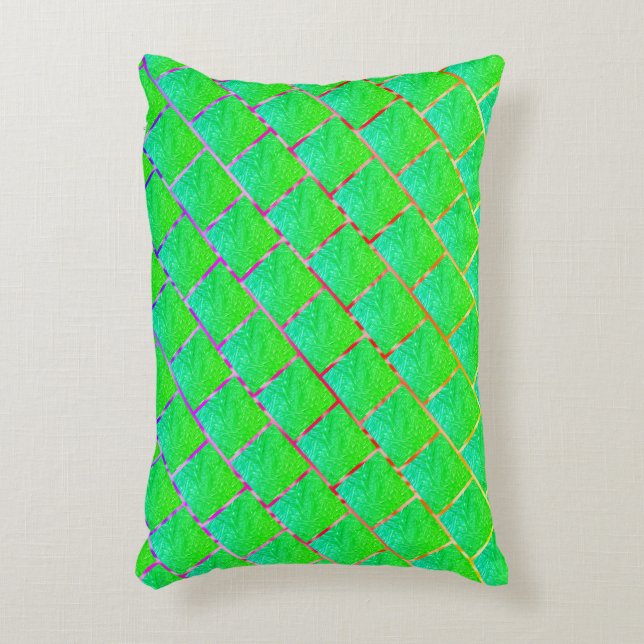 Quadrados verde azulado, linhas de três cores. dekokissen (Vorderseite(Vertikal))