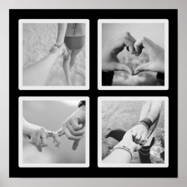 Quadrat 4 FotoCollage Schwarzweiß Poster