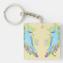 Quadrat (beidseitig) Schlüsselanhänger Blaue Vögel