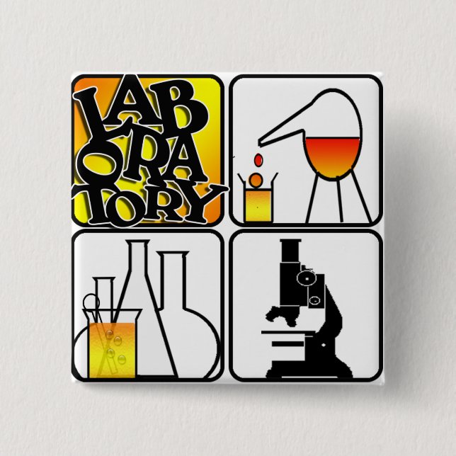 QUADRAT DES LABOR4 - BECHER/MIKROSKOP BUTTON (Vorderseite)