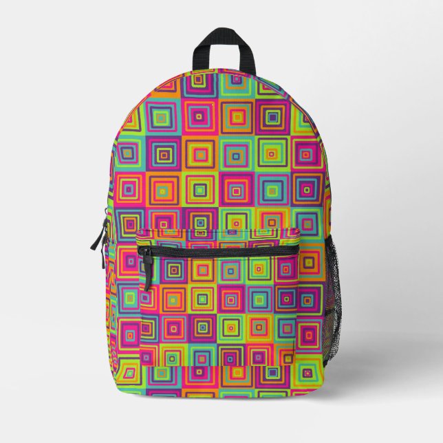 Quadrat farbiges Muster Bedruckter Rucksack (Vorderseite)