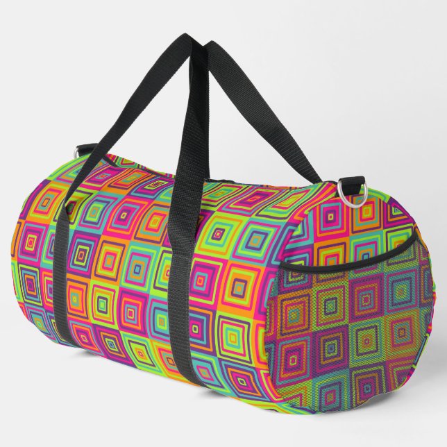 Quadrat farbiges Muster Duffle Bag (Rechte Ecke)