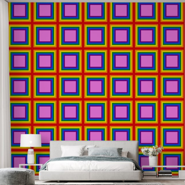 Quadrat im Rahmen + Hintergrundfarbe 5 Tapete (Schlafzimmer)