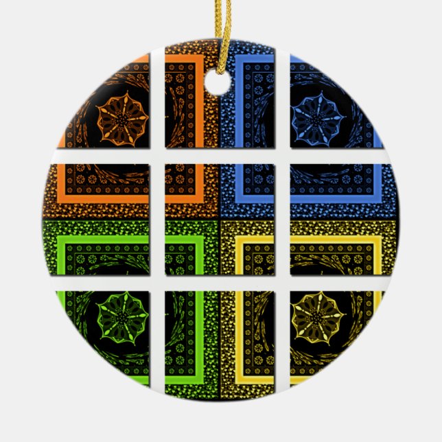 Quadrat in einer Schachtel Keramikornament (Vorne)