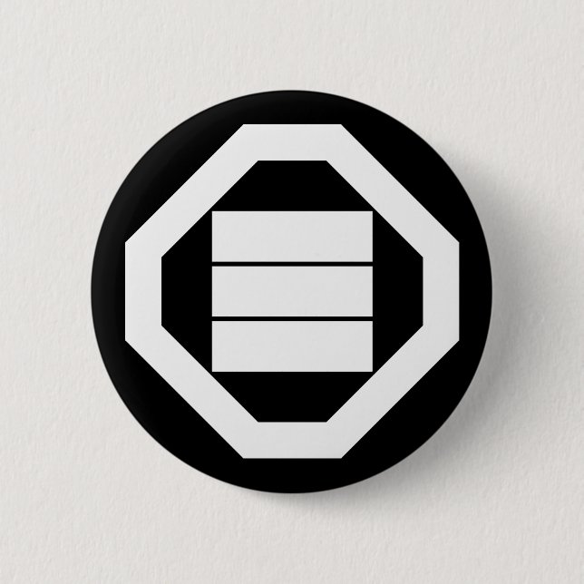 Quadrat Kanji Zeichen für drei in Oshiki Button (Vorderseite)