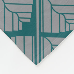 Quadrat Leaf Muster Aquamarin neutral Fleecedecke
