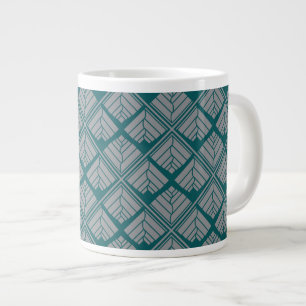 Quadrat Leaf Muster Aquamarin neutral Jumbo-Tasse