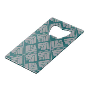 Quadrat Leaf Muster Aquamarin neutral Kreditkartenflaschenöffner