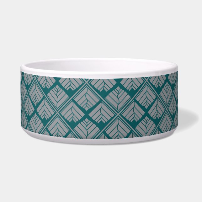 Quadrat Leaf Muster Aquamarin neutral Napf (Vorderseite)