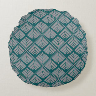Quadrat Leaf Muster Aquamarin neutral Rundes Kissen