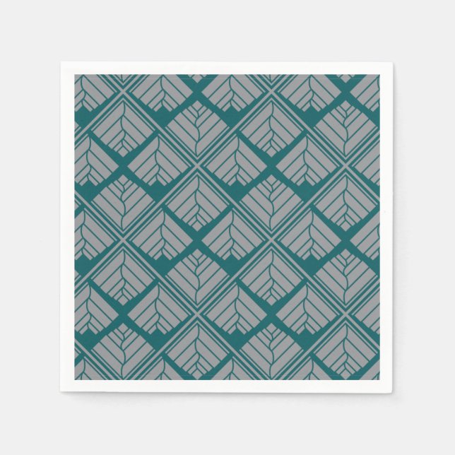 Quadrat Leaf Muster Aquamarin neutral Serviette (Vorderseite)