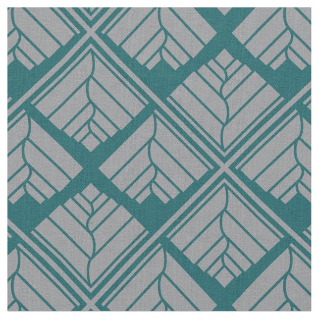 Quadrat Leaf Muster Aquamarin neutral Stoff (Nahaufnahme)
