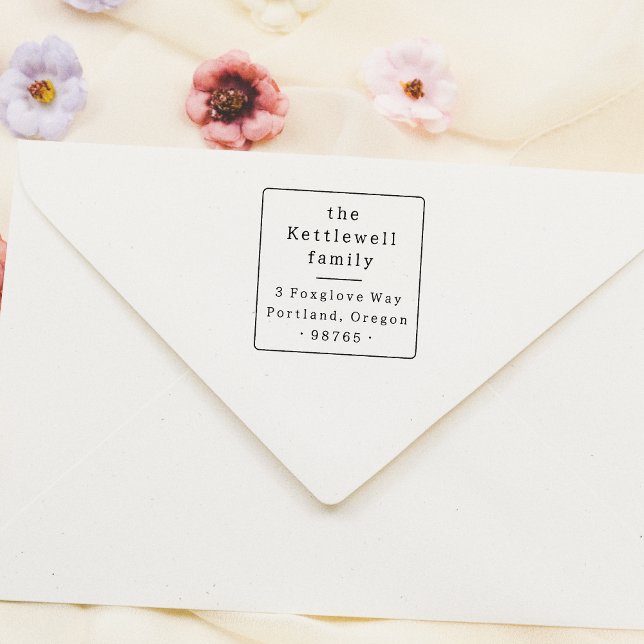 Quadrat Rahmen Vintage Typografie Rücksendeadresse Permastempel (Stamp Mock-up)