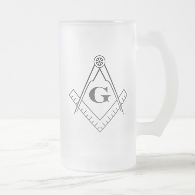 Quadrat-und Kompass-Bier-Glas Mattglas Bierglas (Rechts)