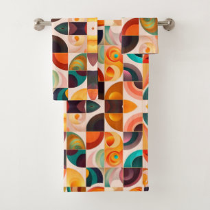Quadrate Abstrakt Retro Moderne Sammlung Badhandtuch Set