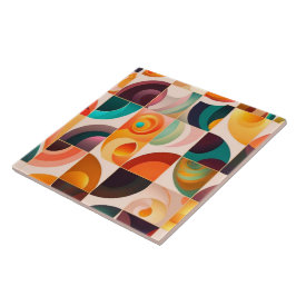 Quadrate Abstrakt Retro Moderne Sammlung Fliese