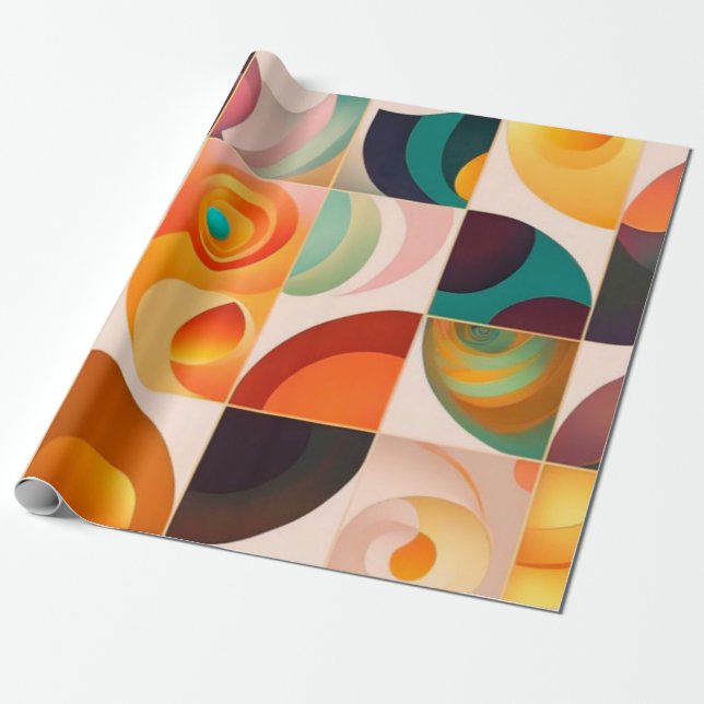 Quadrate Abstrakt Retro Moderne Sammlung Geschenkpapier (Ungerollt)