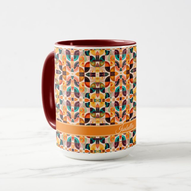Quadrate Abstrakt Retro Moderne Sammlung Tasse (Vorderseite Links)