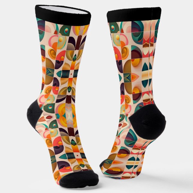 Quadrate Abstrakt Retro Trendy Collection Socken (Gewinkelt)