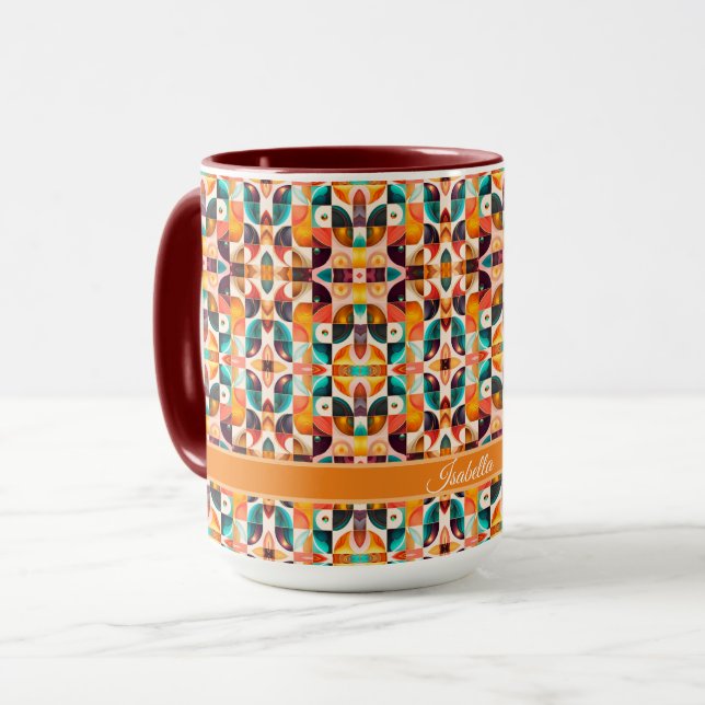 Quadrate Abstrakte Retro-Kollektion Tasse (Vorderseite Links)