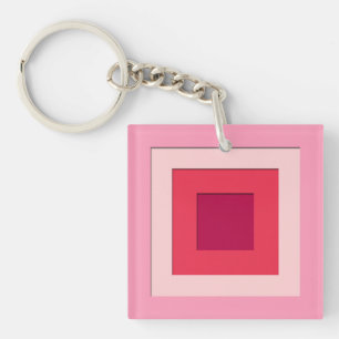 Quadrate aus dem Mittelalter - Rosa und Wein Schlüsselanhänger