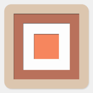 Quadrate aus dem Mittelalter - Taupe und Korallen Quadratischer Aufkleber
