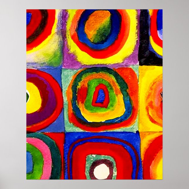 Quadrate Concentric Circles Farbstudien Kandinsky Poster (Vorne)