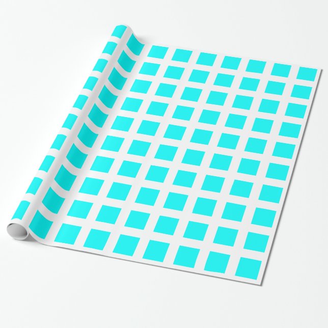 Quadrate - Cyan on White Geschenkpapier (Ungerollt)