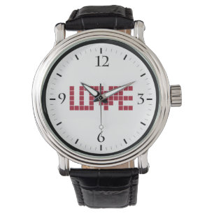 Quadrate der niedlichen roten Liebe Armbanduhr