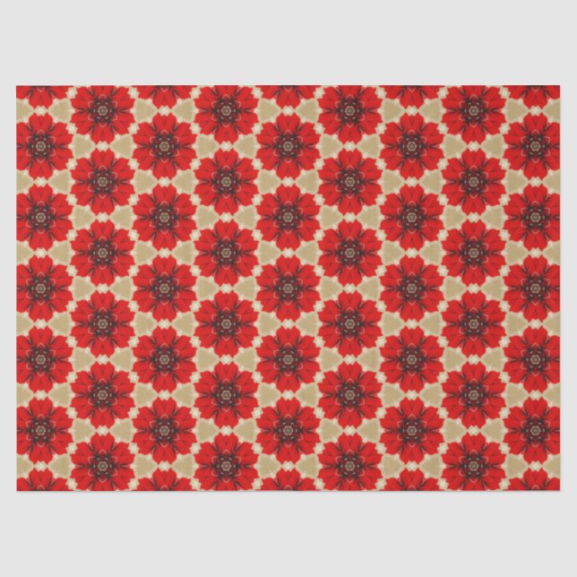Quadrate der roten Blume Seidenpapier (Vorderseite)