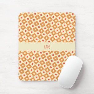 Quadrate & Diamanten Orange Pink Minimales Muster Mousepad