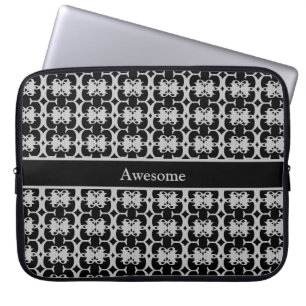 Quadrate & Diamantmuster in Schwarz & Silbergrau Laptopschutzhülle