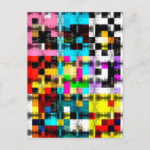 Quadrate Geometrische farbige abstrakte Kunst Postkarte