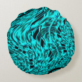 Quadrate gespiegelt in Cyan-Bild Rundes Kissen