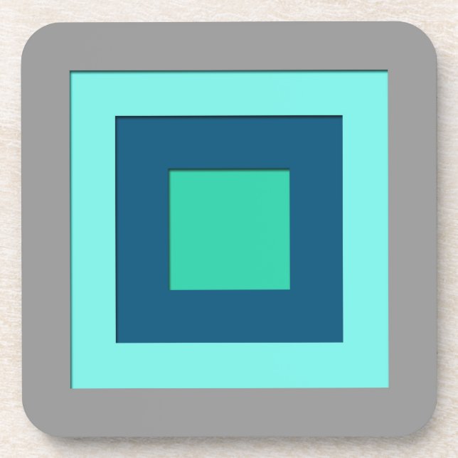 Quadrate in der Mitte des Jahrhunderts - blau & gr Untersetzer (Vorderseite)